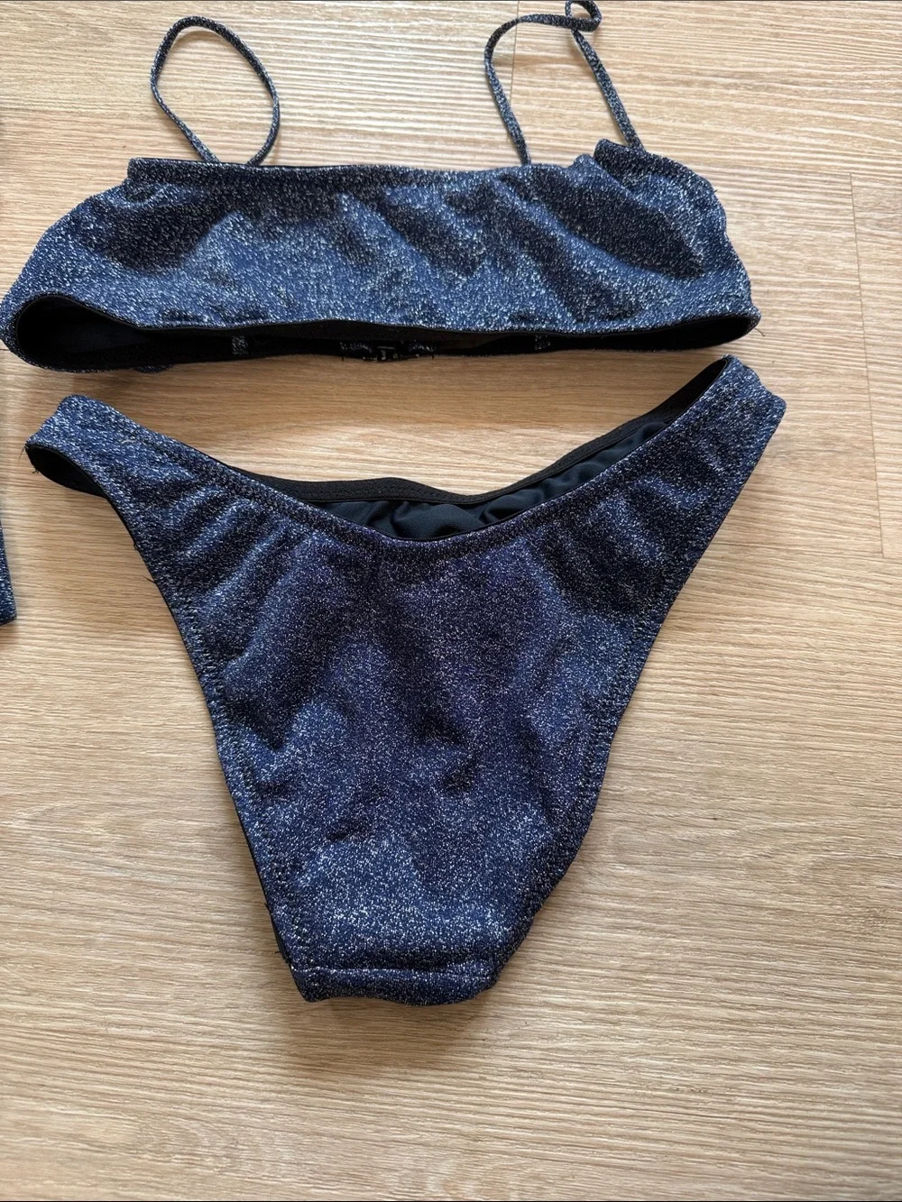 triangl swimwear Navy Shimmer Bikini Set with Pouch
